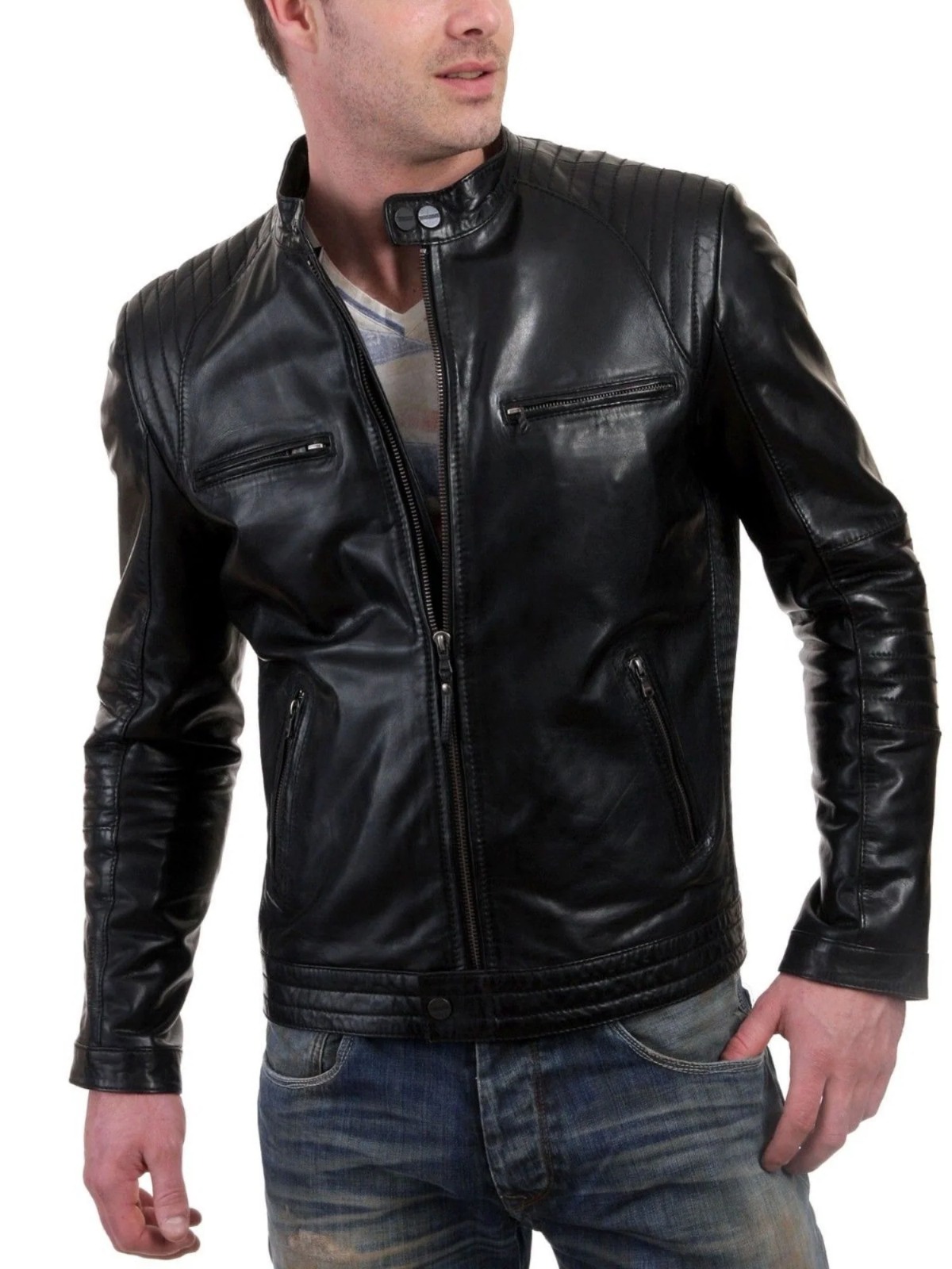LINDSEY STREET Genuine Leather Jacket for Women Slim Fit Leather Jacke