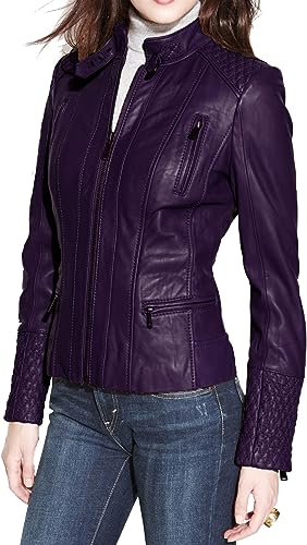Classic Women's Genuine Lambskin Real Leather Jacket Slim fit Biker WD057 -  XS Brown at Amazon Women's Coats Shop