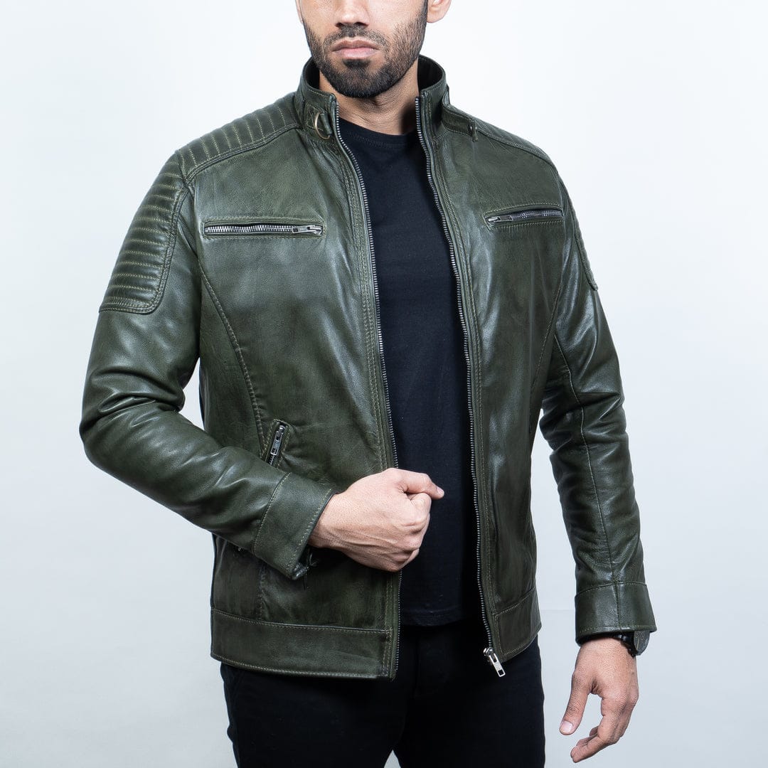 Gearswears Men's Green Leather Jacket - Classic Style, Genuine Leather  Jacket | eBay