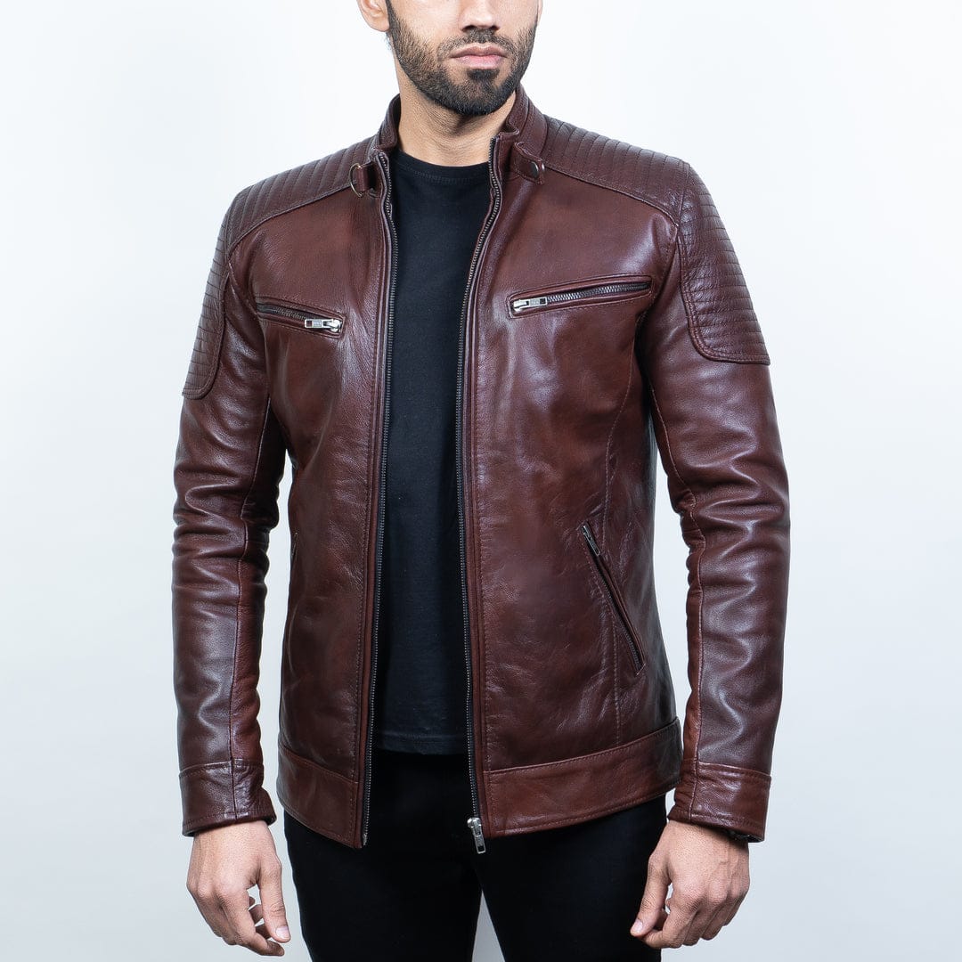 WULFUL Men's Stand Collar Leather Jacket Motorcycle Lightweight Faux Leather  Outwear : Amazon.in: Car & Motorbike